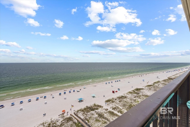 view of water feature featuring a view of the beach