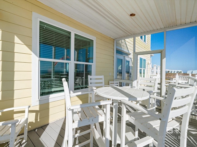 exterior space featuring wooden ceiling