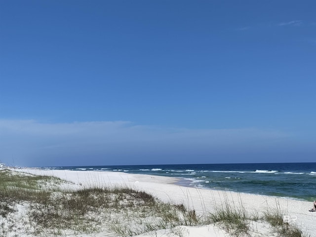 view of water feature featuring a beach view