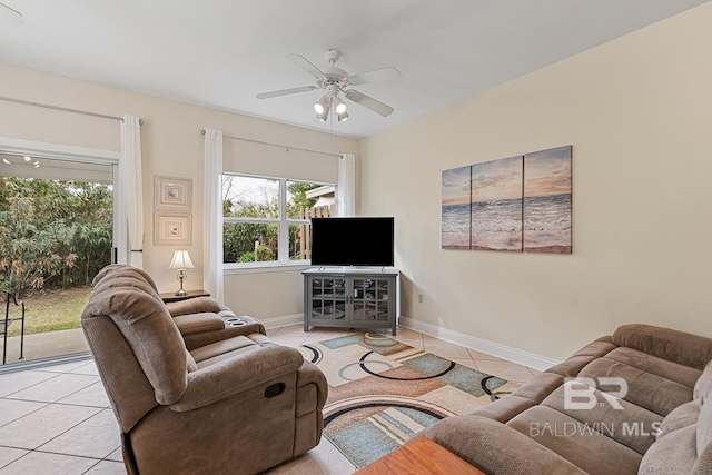 4615 Nancy Ln Unit 8, Orange Beach, AL 36561 - living room featuring light tile patterned flooring and ceiling fan