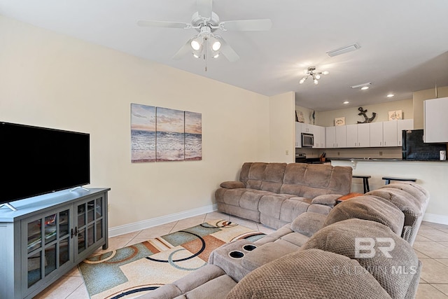 4615 Nancy Ln Unit 8, Orange Beach, AL 36561 - living room with ceiling fan and light tile patterned flooring
