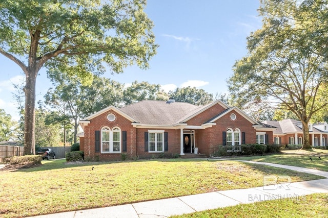 ranch-style home featuring a front yard