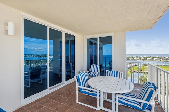 balcony with a water view