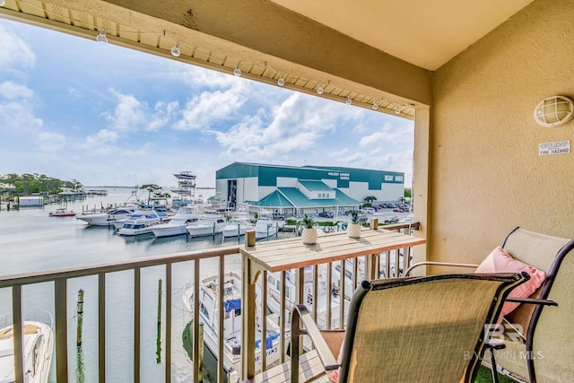 balcony with a water view