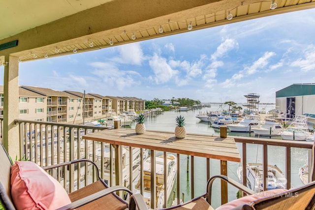 balcony with a water view