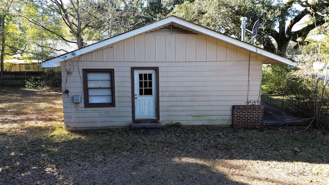 view of outbuilding featuring central air condition unit