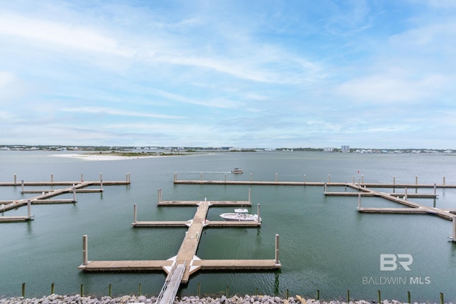 view of dock featuring a water view