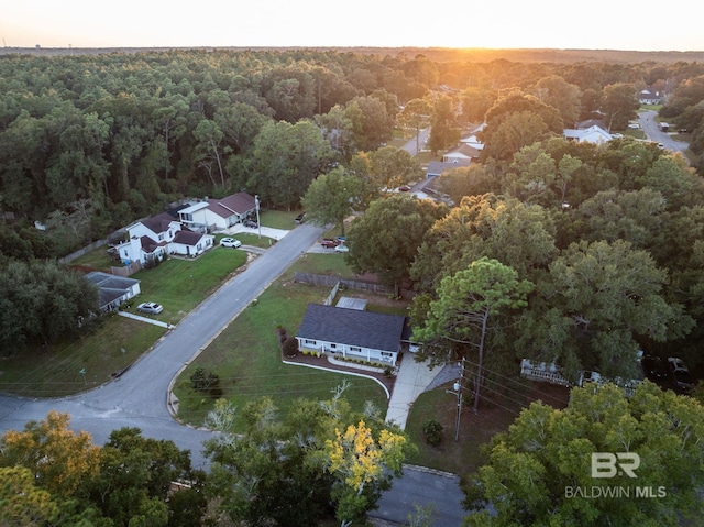 view of aerial view at dusk