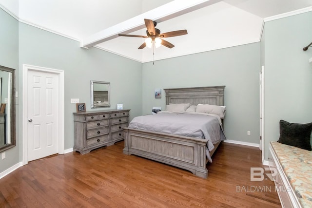 1509 Ridgeland Rd, Mobile, AL 36695 - bedroom with wood finished floors, ceiling fan, and beam ceiling