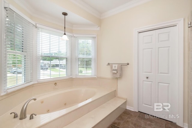 1509 Ridgeland Rd, Mobile, AL 36695 - full bathroom featuring a whirlpool tub and ornamental molding