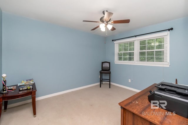 1509 Ridgeland Rd, Mobile, AL 36695 - carpeted home office with a ceiling fan and baseboards