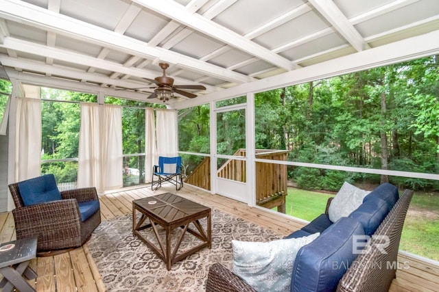 1509 Ridgeland Rd, Mobile, AL 36695 - sunroom with a ceiling fan, healthy amount of natural light, and an outdoor hangout area