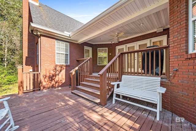 deck featuring ceiling fan