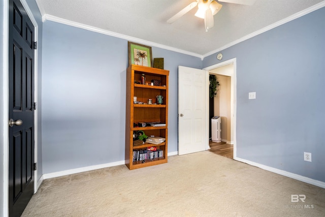 2856 W Saddlebrook Dr, Mobile, AL 36695 - carpeted empty room featuring crown molding, baseboards, and ceiling fan