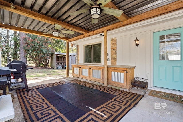 view of patio / terrace with ceiling fan