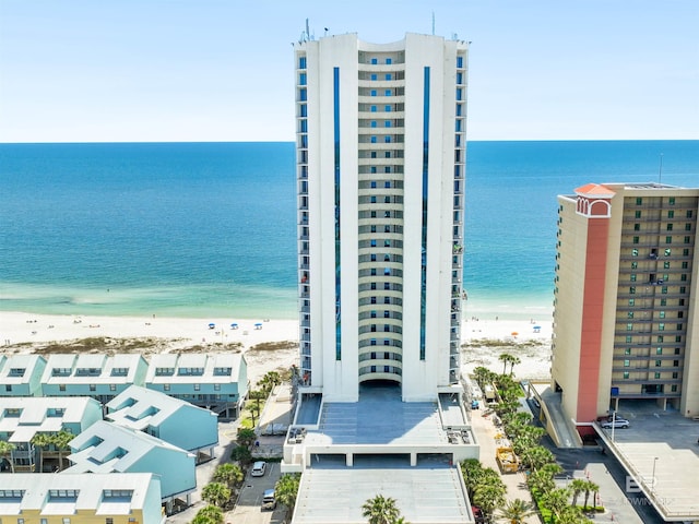 exterior space with a beach view