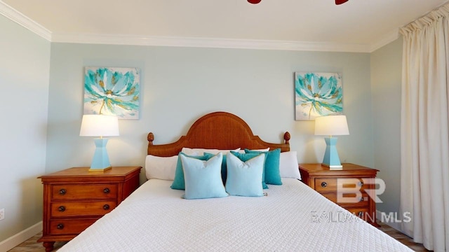 375 Beach Club Trl Unit A-1608, Gulf Shores, AL 36542 - bedroom with crown molding, baseboards, and wood finished floors