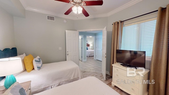 375 Beach Club Trl Unit A-1608, Gulf Shores, AL 36542 - bedroom with ornamental molding and a ceiling fan