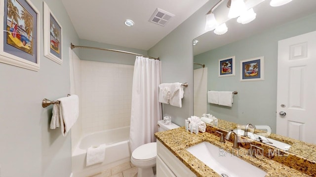 375 Beach Club Trl Unit A-1608, Gulf Shores, AL 36542 - full bathroom with toilet, shower / bath combo with shower curtain, vanity, and tile patterned flooring