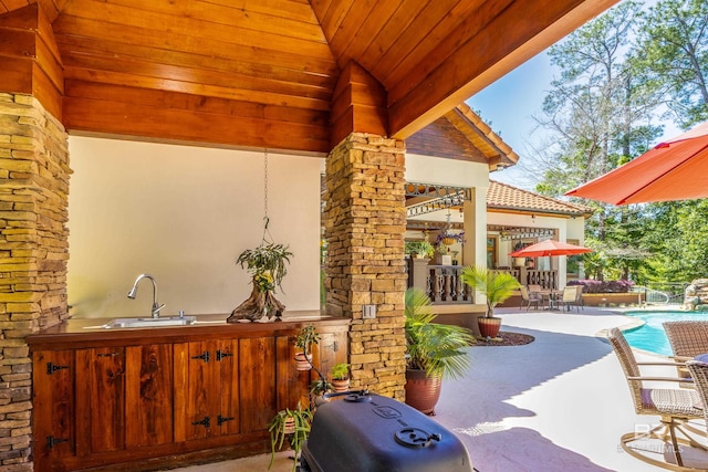 view of patio / terrace featuring sink