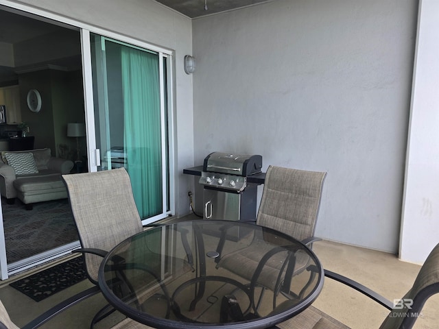 balcony with area for grilling