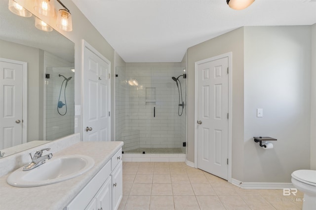 17570 Driskell Rd, Loxley, AL 36551 - full bathroom with tile patterned flooring, vanity, and a stall shower