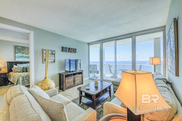 521 W Beach Blvd Unit 2102, Gulf Shores, AL 36542 - living room with a textured ceiling and floor to ceiling windows