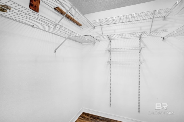 walk in closet featuring dark wood-type flooring