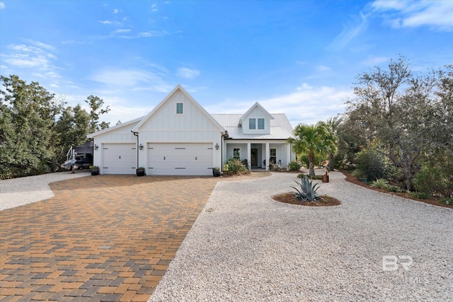 modern farmhouse with a garage