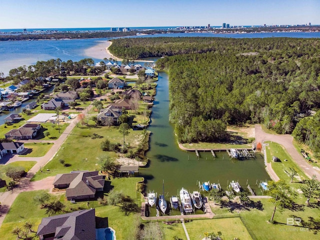 bird's eye view featuring a water view