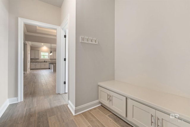 corridor featuring light hardwood / wood-style floors