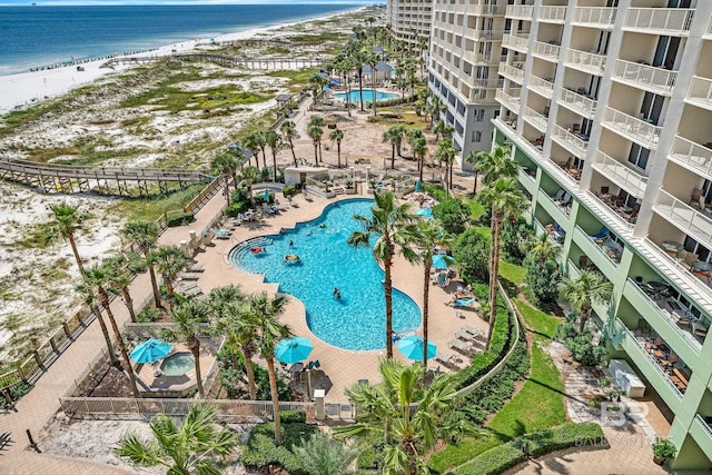 375 Beach Club Trl Unit A1710, Gulf Shores, AL 36542 - bird's eye view of a pool area and waterfront with a beach