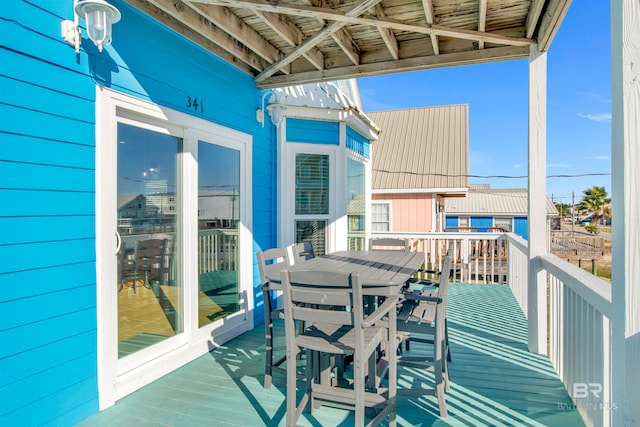 wooden balcony with a wooden deck