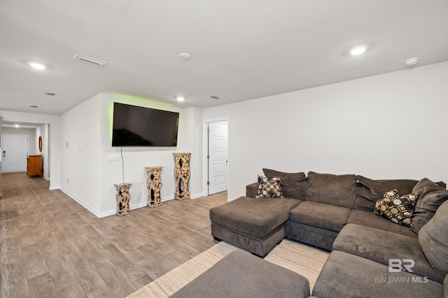 living room featuring light hardwood / wood-style flooring