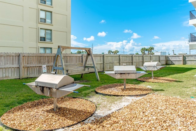 view of yard featuring a fenced backyard