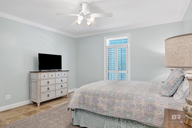 1219 Parasol Pl, Perdido Key, FL 32507 - bedroom with crown molding, baseboards, and a ceiling fan