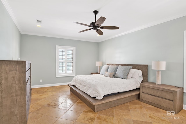 1219 Parasol Pl, Perdido Key, FL 32507 - bedroom featuring crown molding, recessed lighting, baseboards, and a ceiling fan