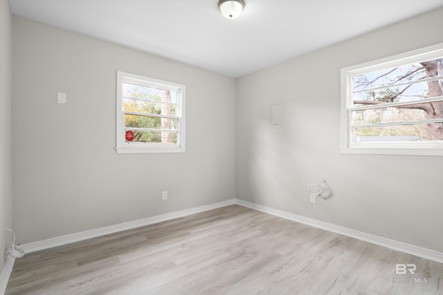 empty room with light hardwood / wood-style floors