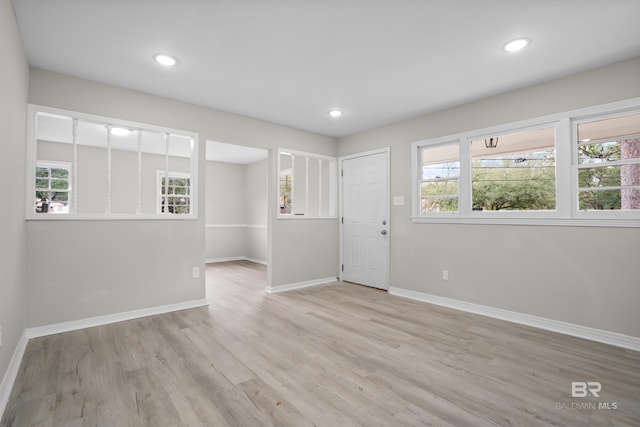 empty room featuring light wood-type flooring and a wealth of natural light