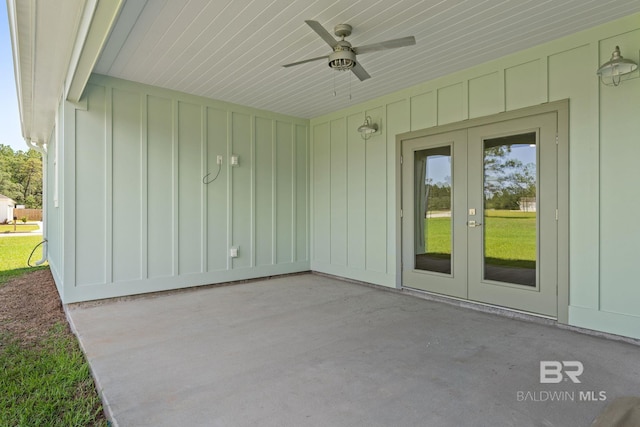 11341 Tall Timber Ln, Elberta, AL 36530 - view of patio / terrace featuring ceiling fan and french doors