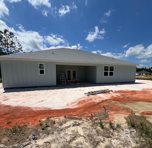 11341 Tall Timber Ln, Elberta, AL 36530 - rear view of property with french doors and roof with shingles