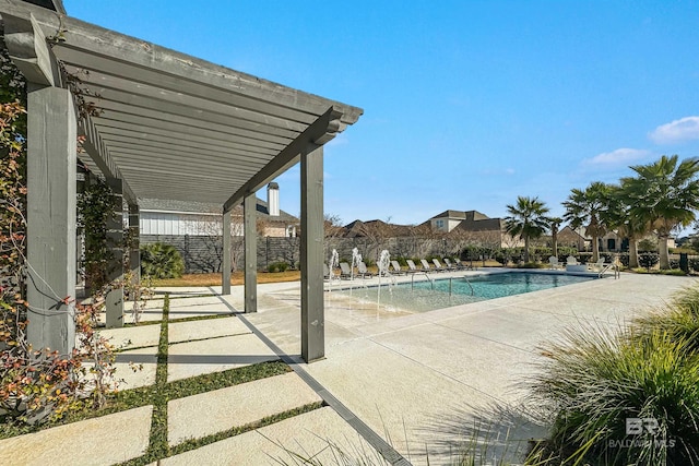 view of pool featuring a patio and a pergola