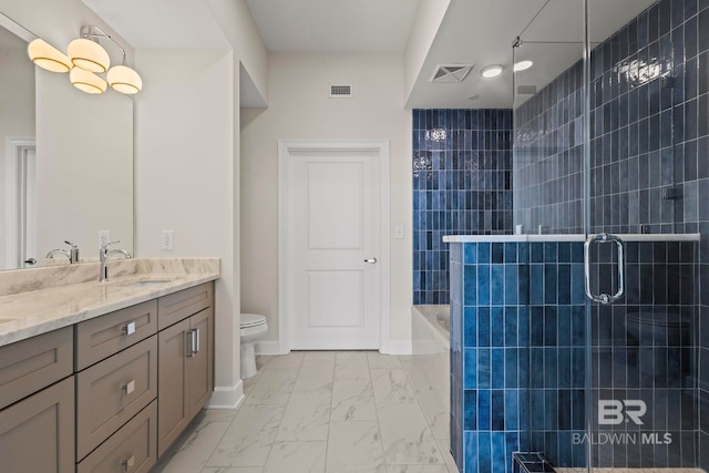533 E Beach Blvd Unit 2403, Gulf Shores, AL 36542 - bathroom featuring marble look tiles, vanity, tiled shower, and a tub