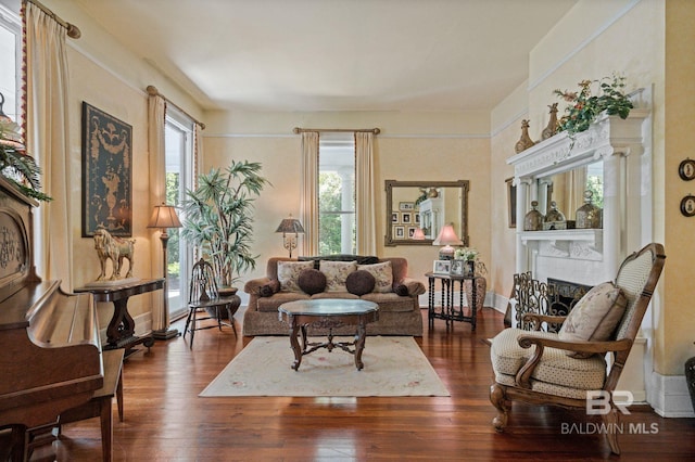 2550 Springhill Ave, Mobile, AL 36607 - living area with hardwood / wood-style floors and a tile fireplace