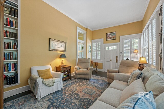 2550 Springhill Ave, Mobile, AL 36607 - living area with wood finished floors, baseboards, and ornamental molding
