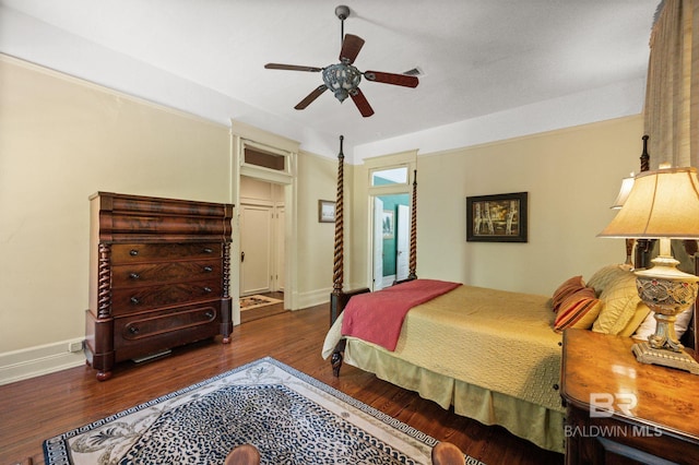 2550 Springhill Ave, Mobile, AL 36607 - bedroom featuring baseboards, a ceiling fan, wood finished floors, and visible vents
