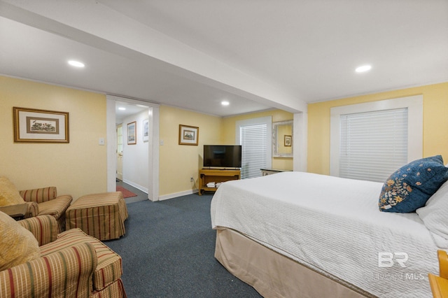 2550 Springhill Ave, Mobile, AL 36607 - bedroom featuring baseboards, dark carpet, and recessed lighting