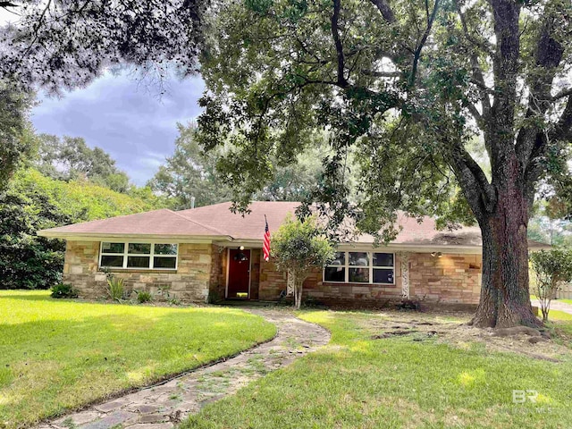 ranch-style house featuring a front yard