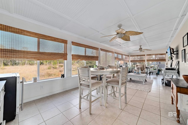 sunroom / solarium with coffered ceiling