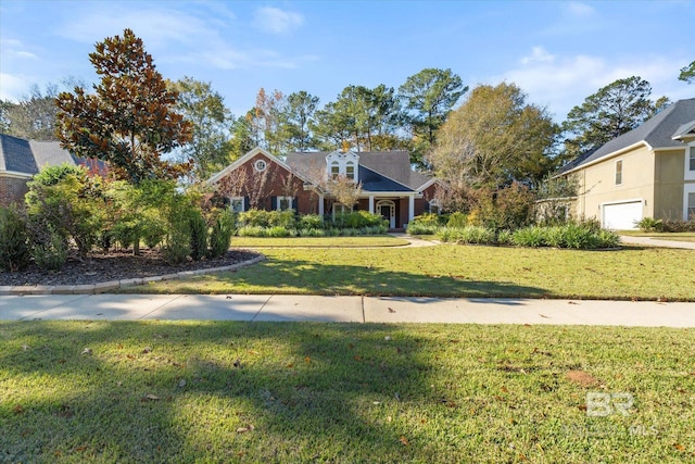 view of front facade with an attached garage and a front yard